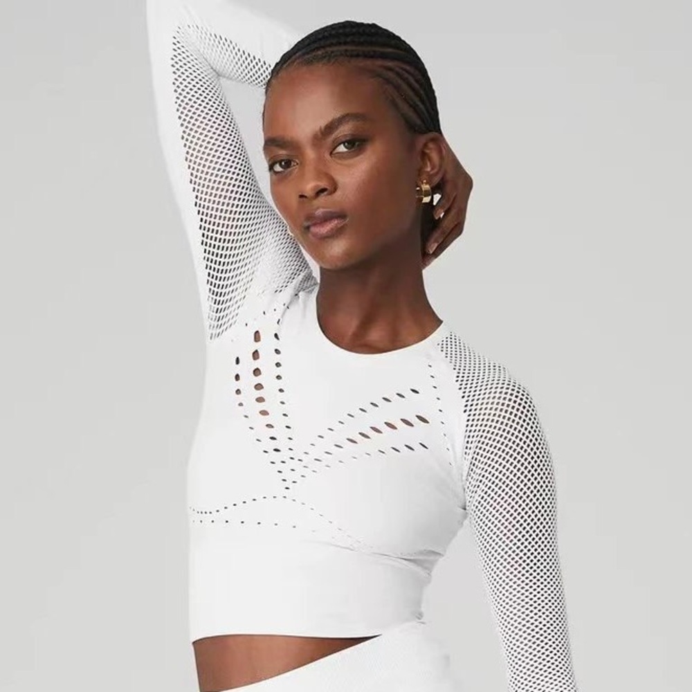 Alo Yoga Mesh cropped top, whit, S